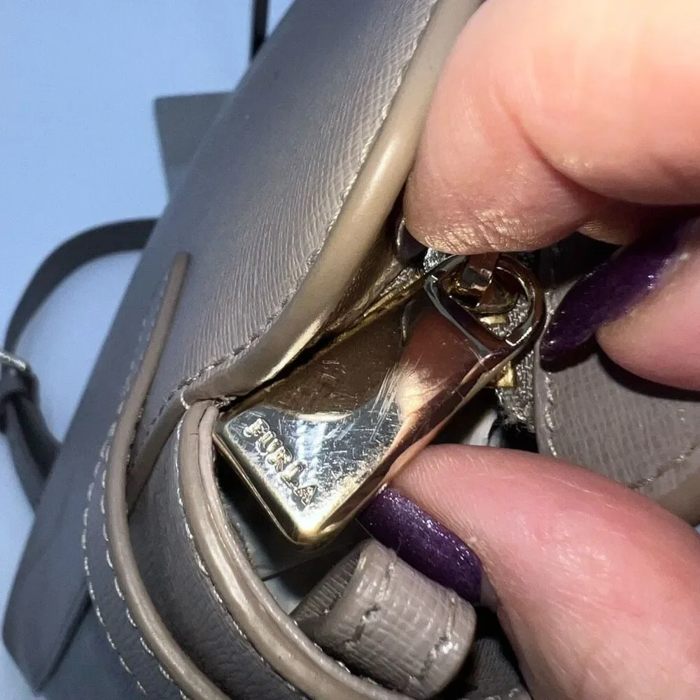Furla Agata Saffiano Leather Crossbody Bag in Sabbia